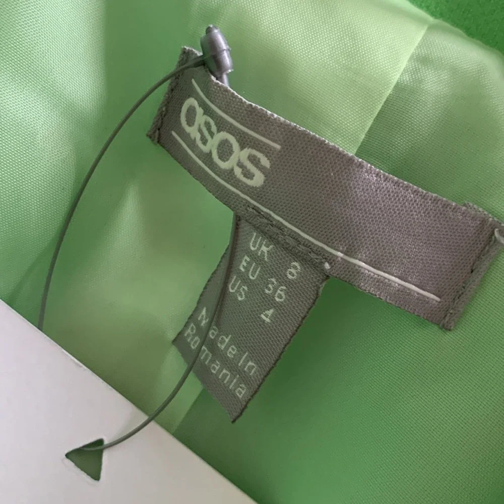 Asos Design wrap belted suit blazer‎ pop green neon size 4 double breasted new - Picture 4 of 15